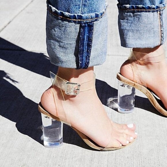 Jeffrey Campbell Clear Heels with Tan Sole - Picture 1 of 6